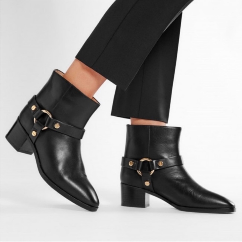 FINAL PRICE Stuart Weitzman Ankle Booties Expert Harness in Black Leather NWOT